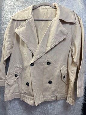 Casual Double-Breasted Cream Jacket